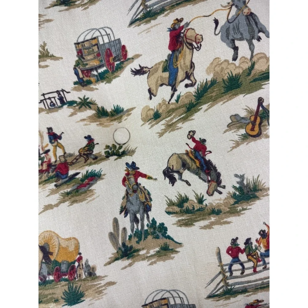 Vintage Cowboy‎ Western Rodeo Throw Pillow 18x18 Khaki Button Accent Decorative